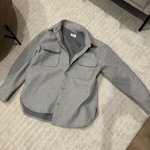 Gray Button-Up Shacket with Chest Pockets